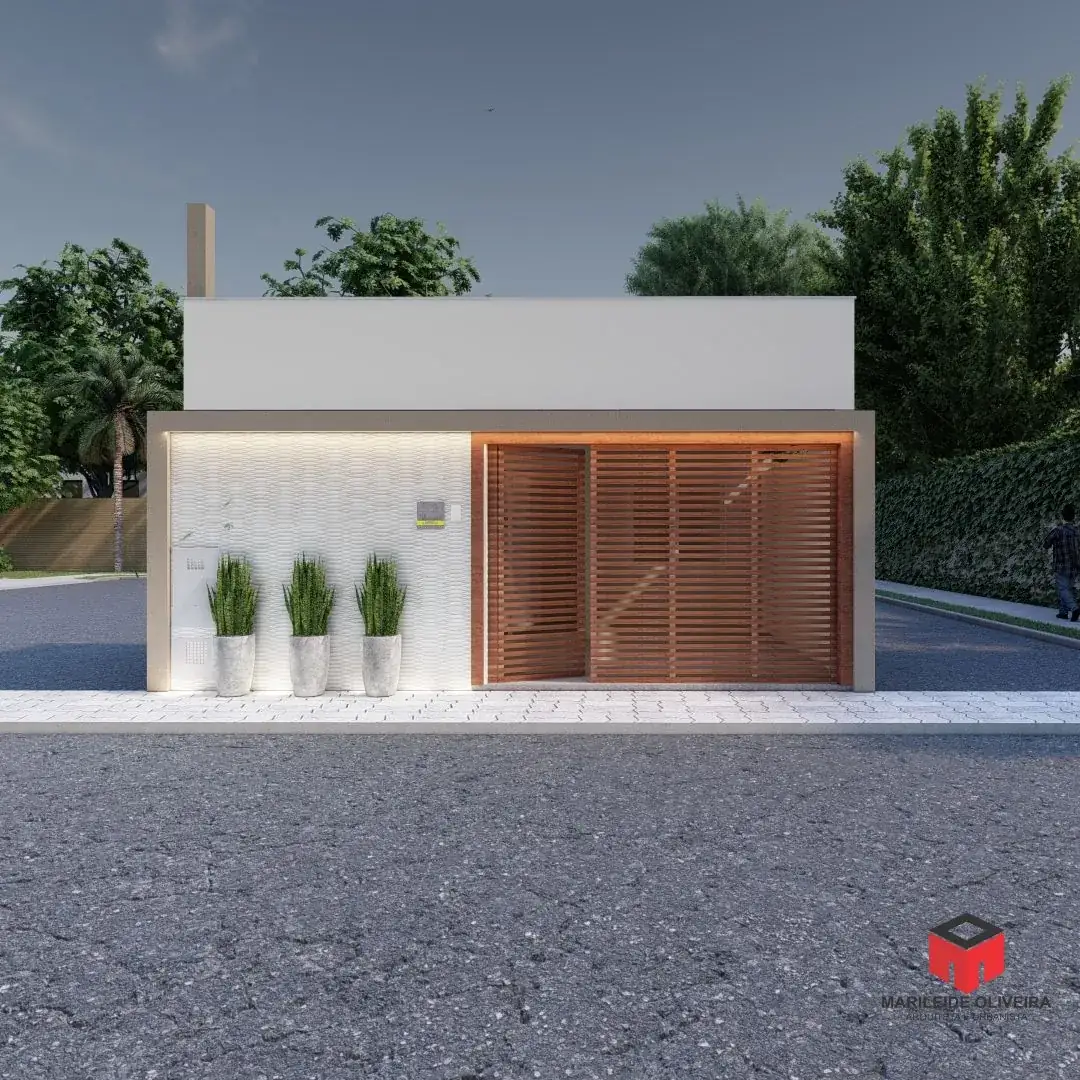 Fachada residencial contemporânea em projeto do acervo